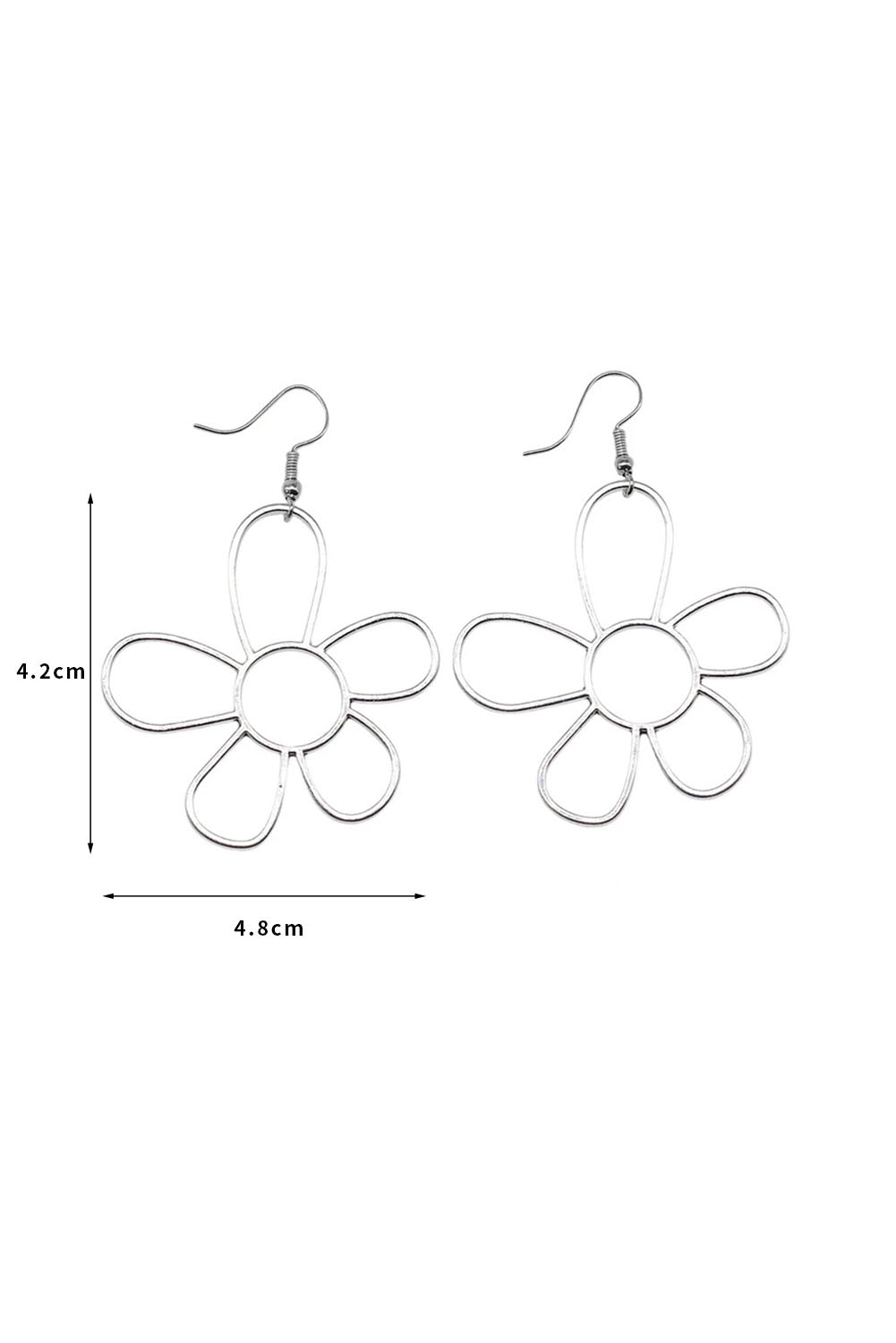 Silvery Alloy Hollowed Flower Hook Earrings