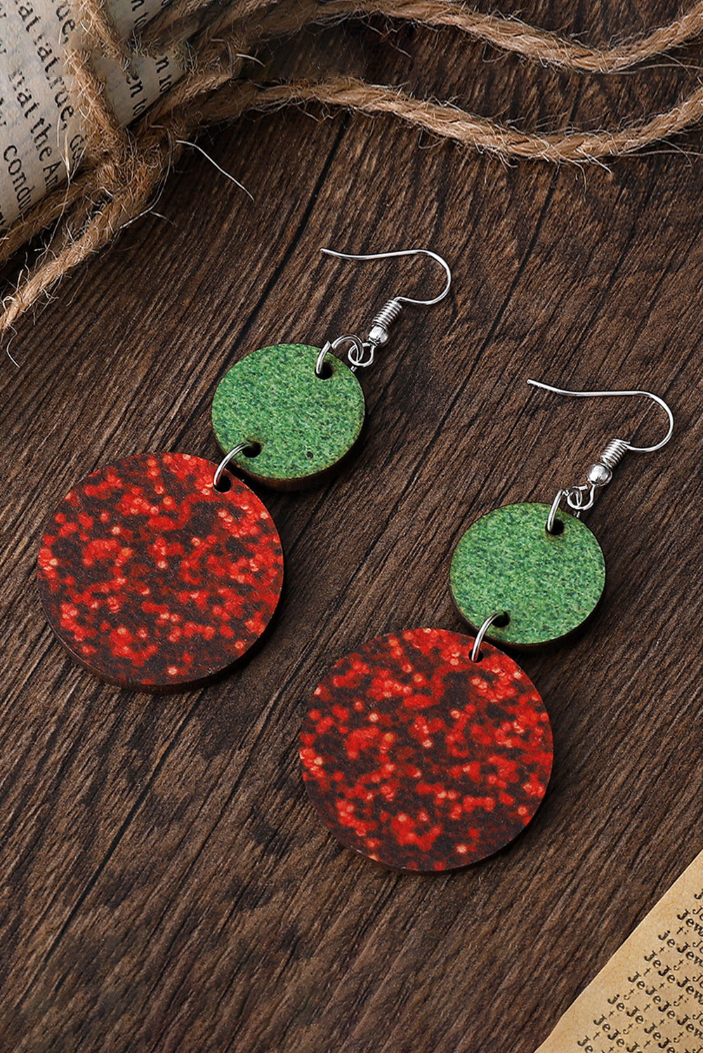 Fiery Red Sequin Round Décor Drop Earrings