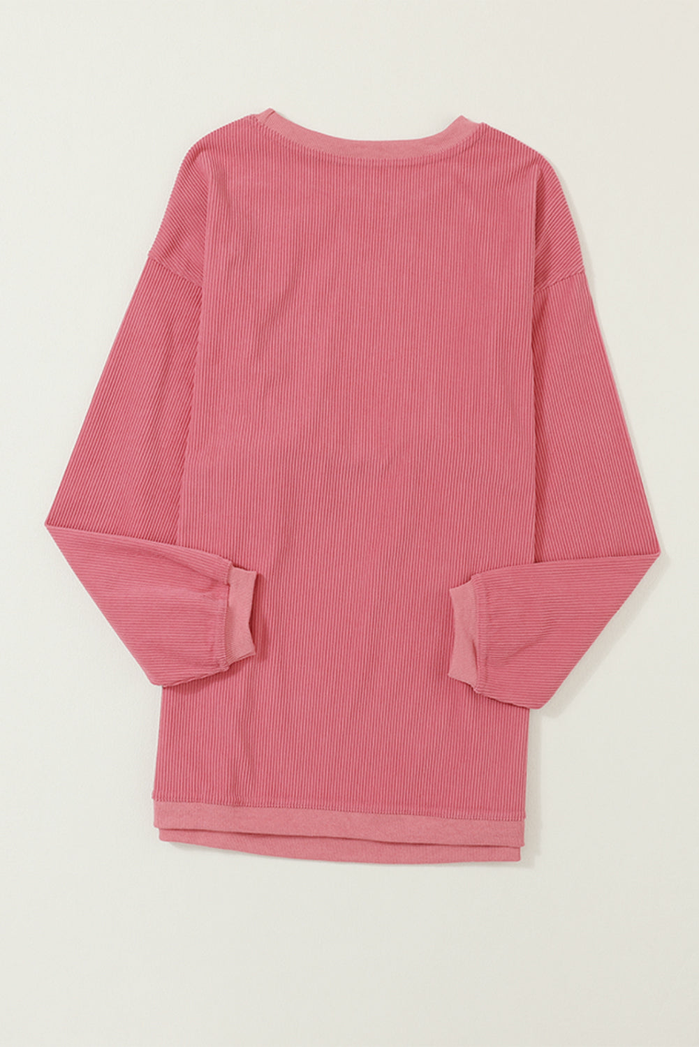 Strawberry Pink Ribbed Corded Oversized Sweatshirt