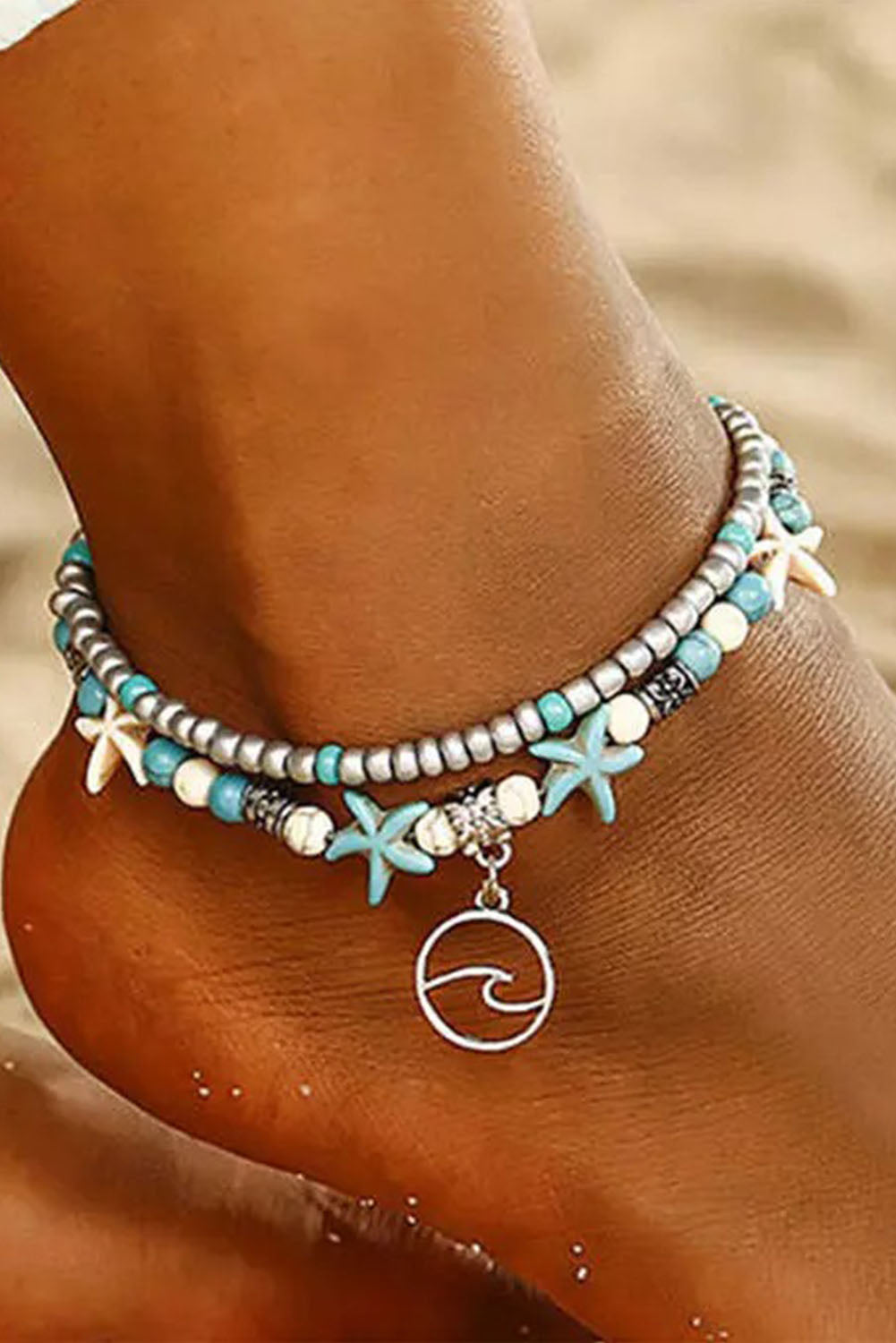 Sky Blue Beach Double Anklet