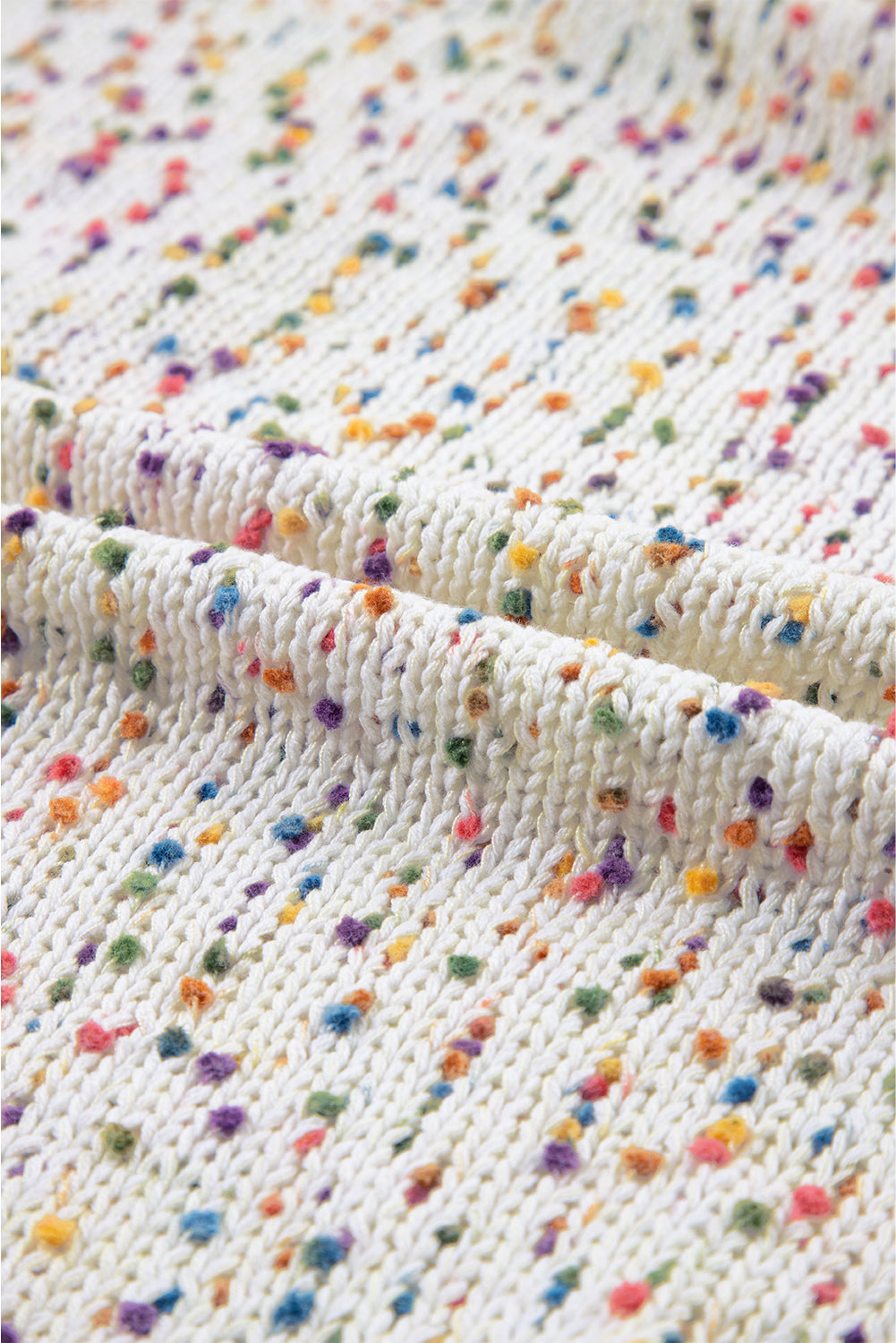 White Rainbow Popcorn Speckles Open Front Cardigan