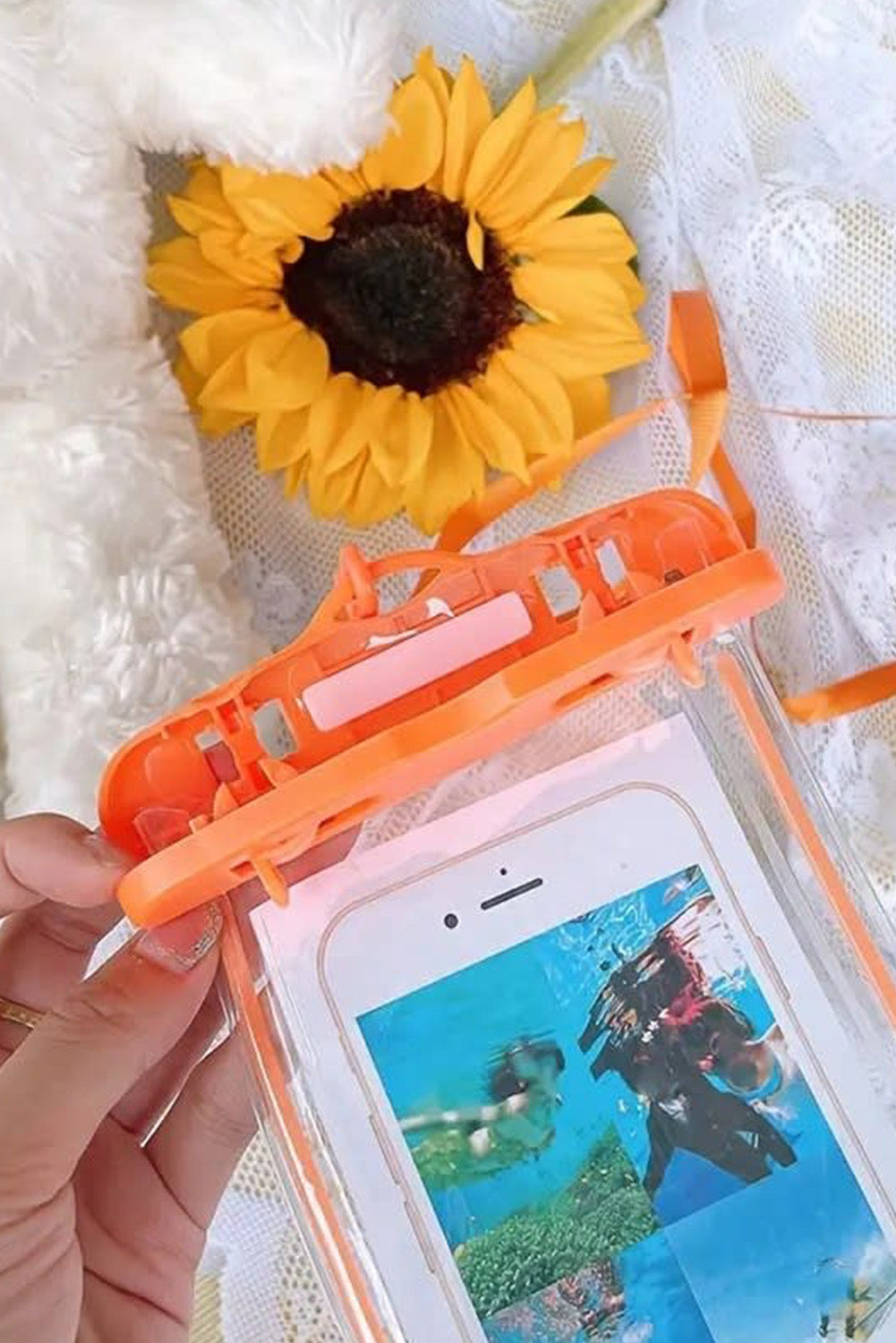 Orange Casual Waterproof Phone Pouch Cellphone PVC Bag