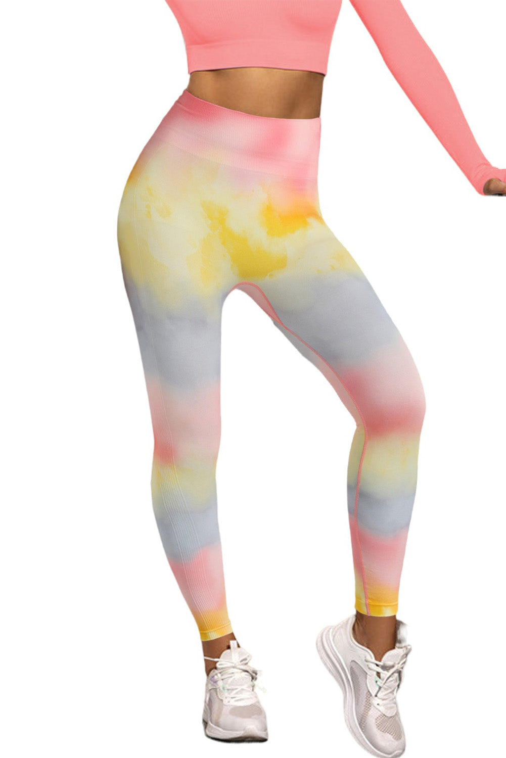 Yellow Tie Dye High Waist Workout Leggings