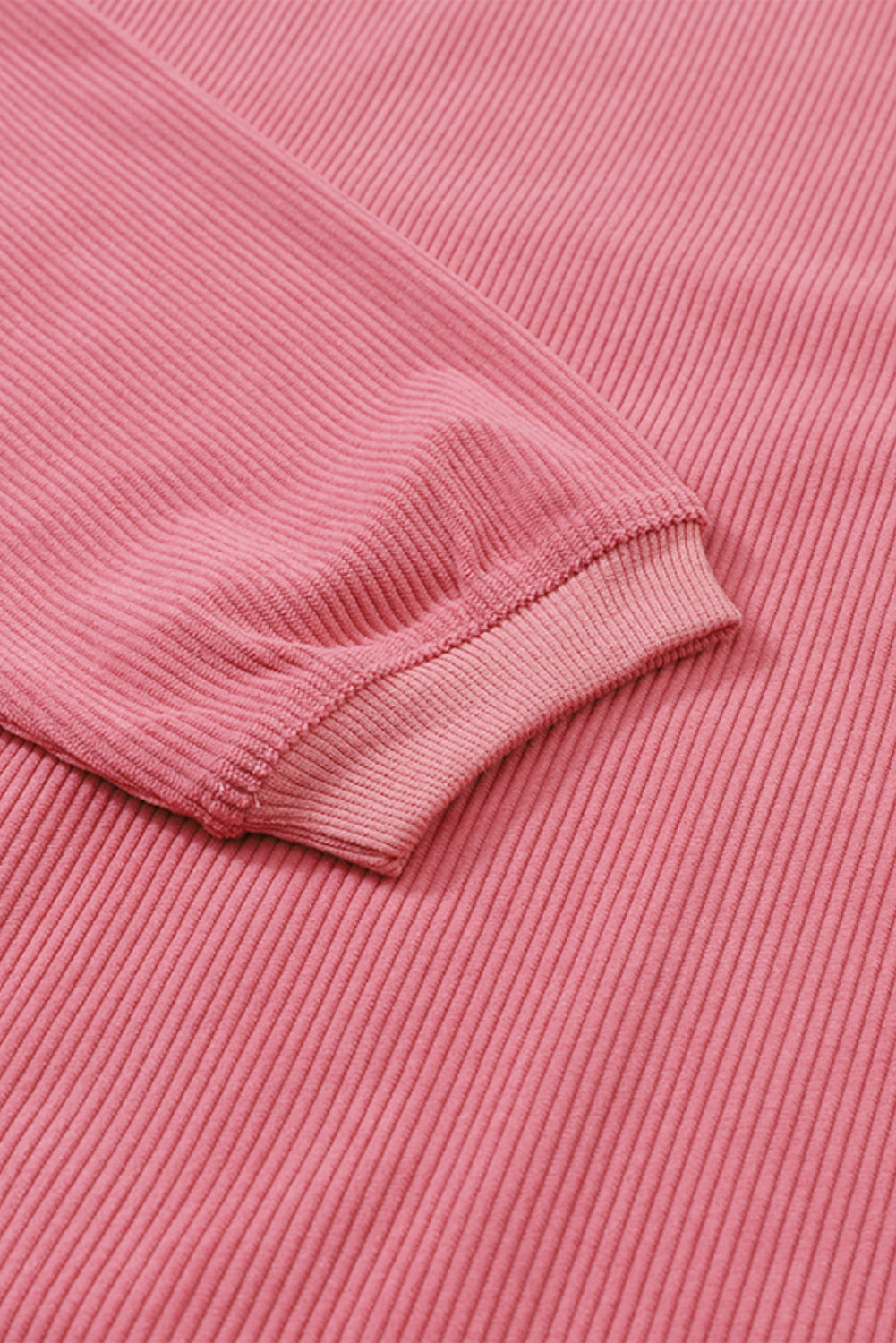 Strawberry Pink Ribbed Corded Oversized Sweatshirt