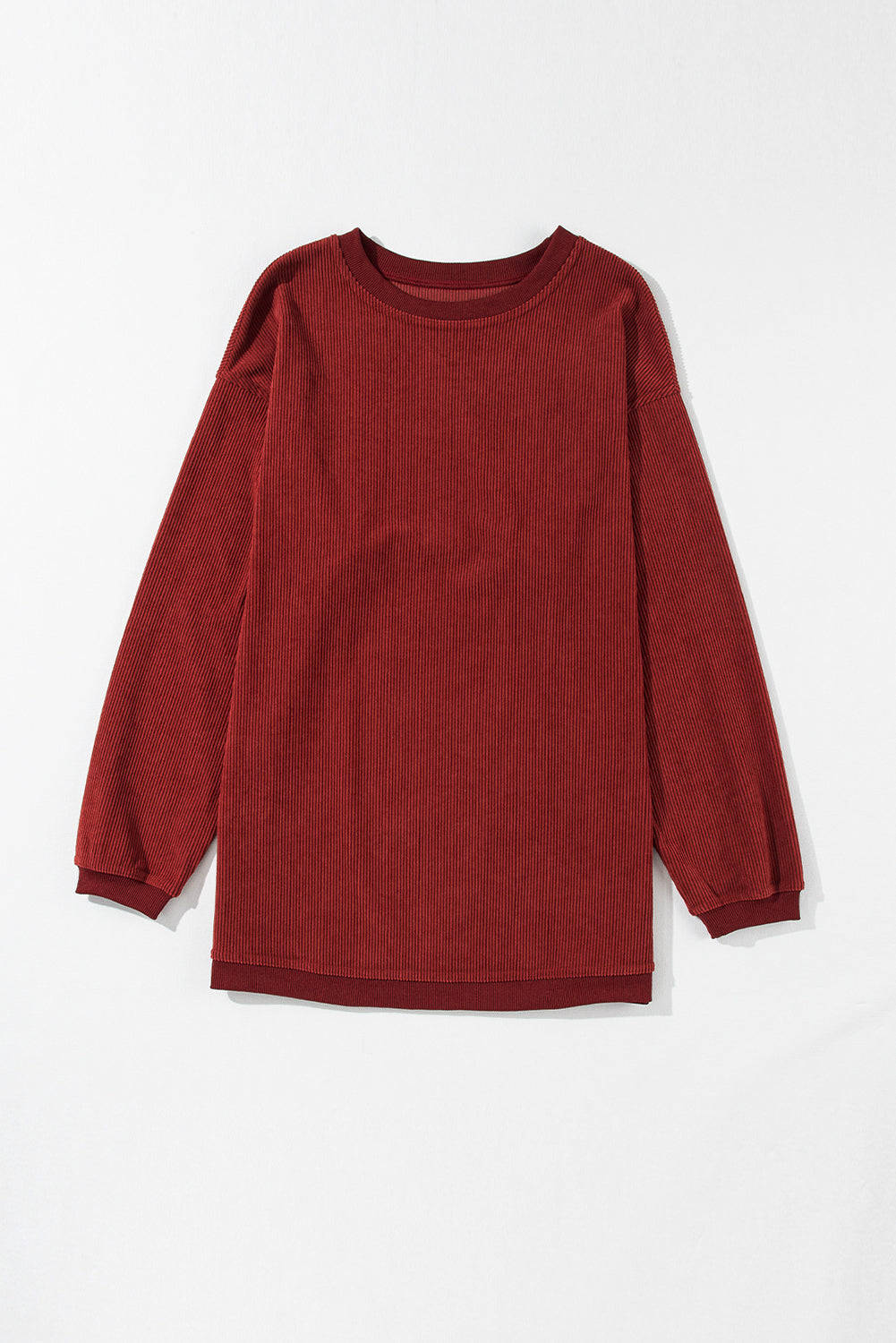 Racing Red Ribbed Corded Oversized Sweatshirt